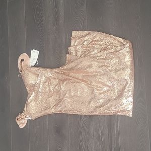 Christina Wu Sequin Prom Dress in Rose Gold